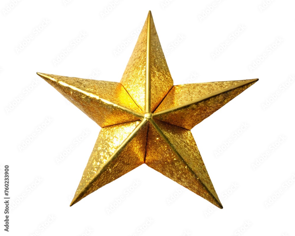 Gold Christmas star. isolated on transparent background.