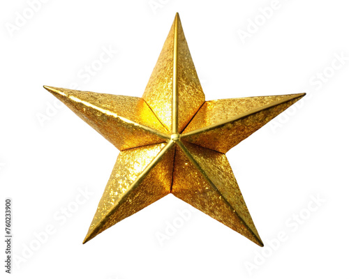 Gold Christmas star. isolated on transparent background.