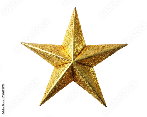 Gold Christmas star. isolated on transparent background.