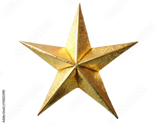 Gold Christmas star. isolated on transparent background.