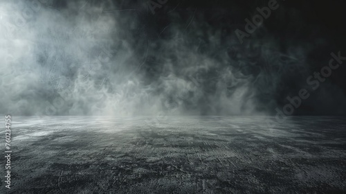 Texture dark concrete floor with mist or fog