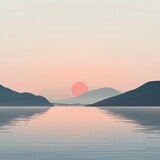 A minimalist representation of a calm mind illustrated by a tranquil sea at dawn