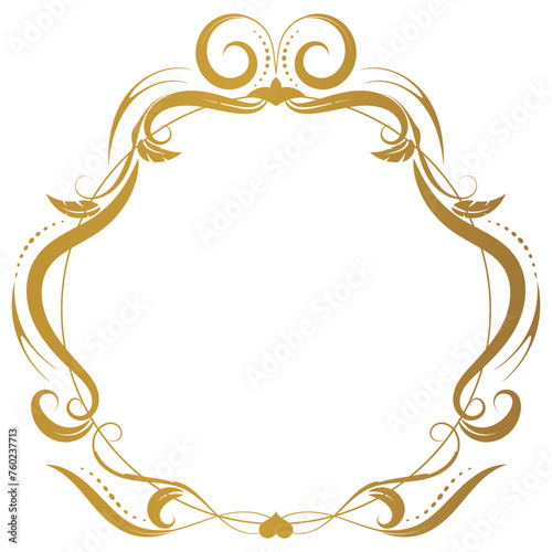 Vintage circle lines decorated with golden scrolling flowers.