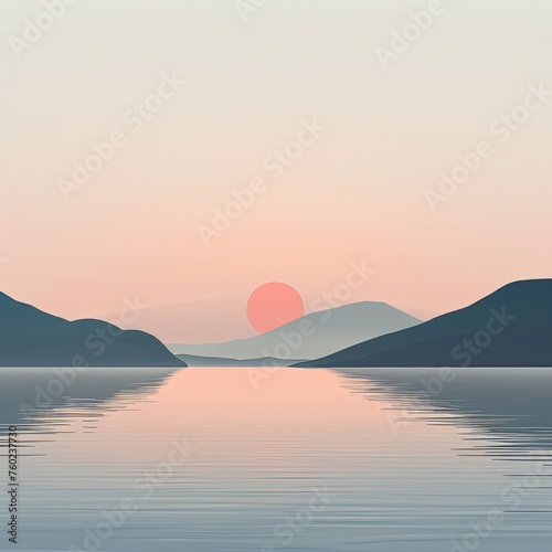 A minimalist representation of a calm mind illustrated by a tranquil sea at dawn © AI Farm