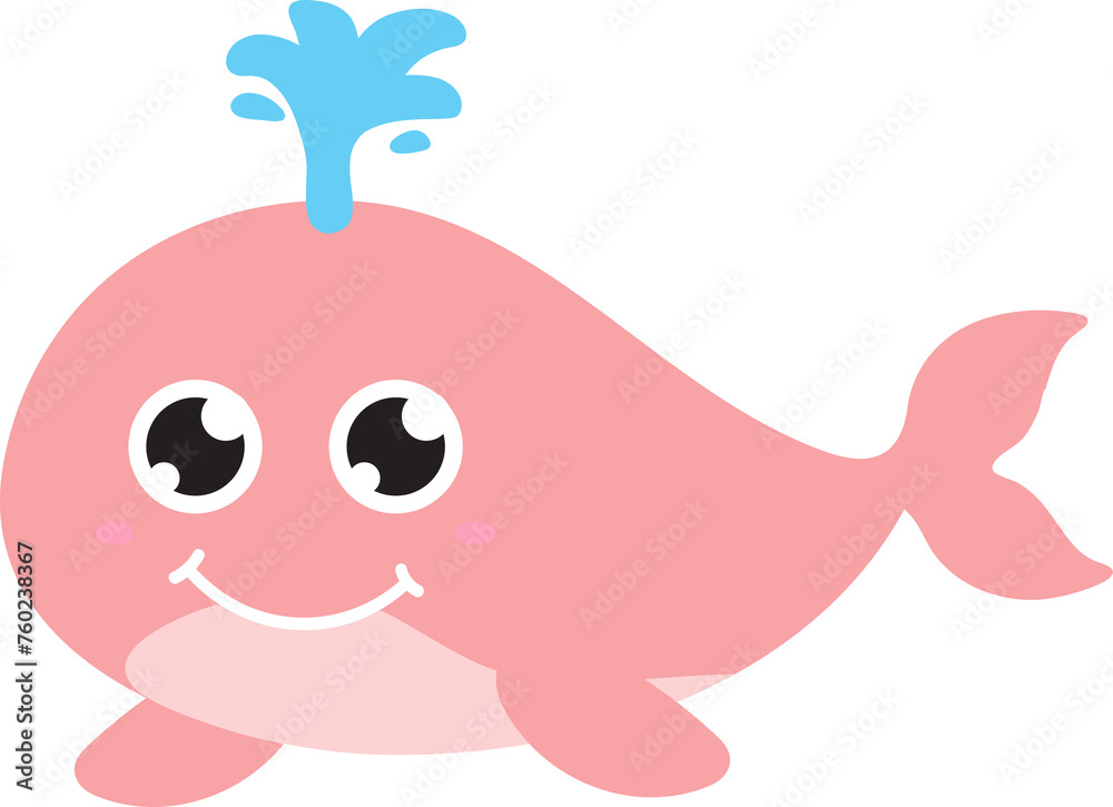 cute whale cartoon, sea animal