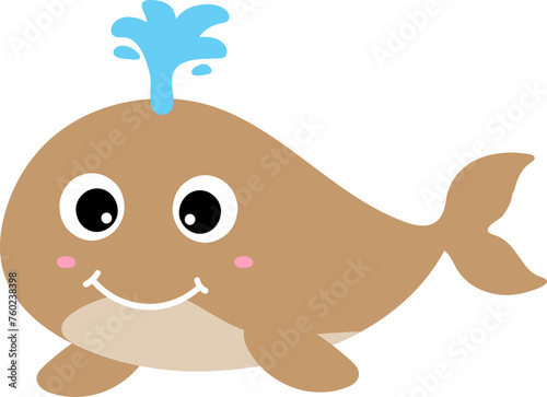 cute whale cartoon  sea animal 