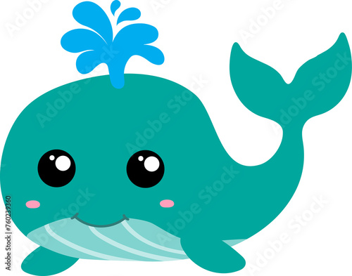 cute whale cartoon  sea animal