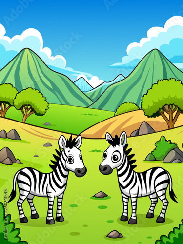 A herd of zebras grazes on a vast, sunlit African savanna.