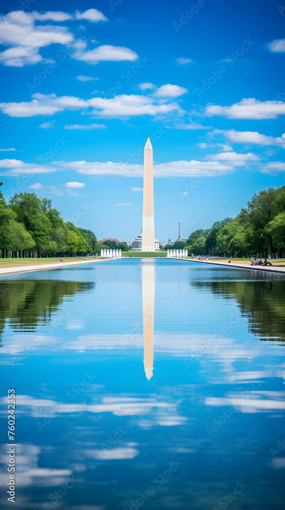 Majesty of DC Monuments: Washington Monument, Lincoln Memorial Reflecting Pool & Capitol Building