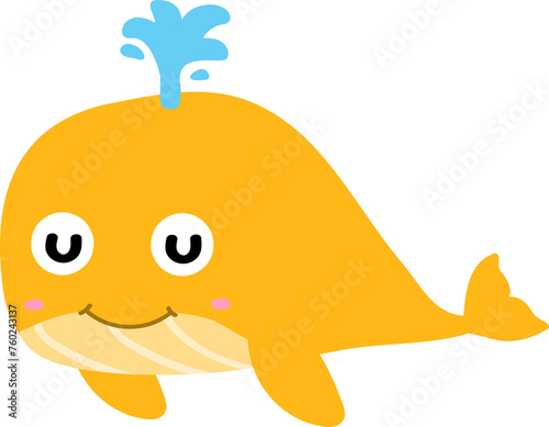 cute whale cartoon  sea animal