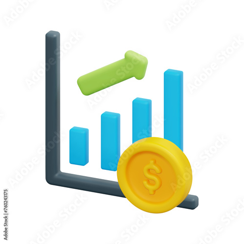 3d vector investing icon. Isolated on white background. 3d investment, business and finance concept. Cartoon minimal style. 3d stock trading icon vector render illustration.