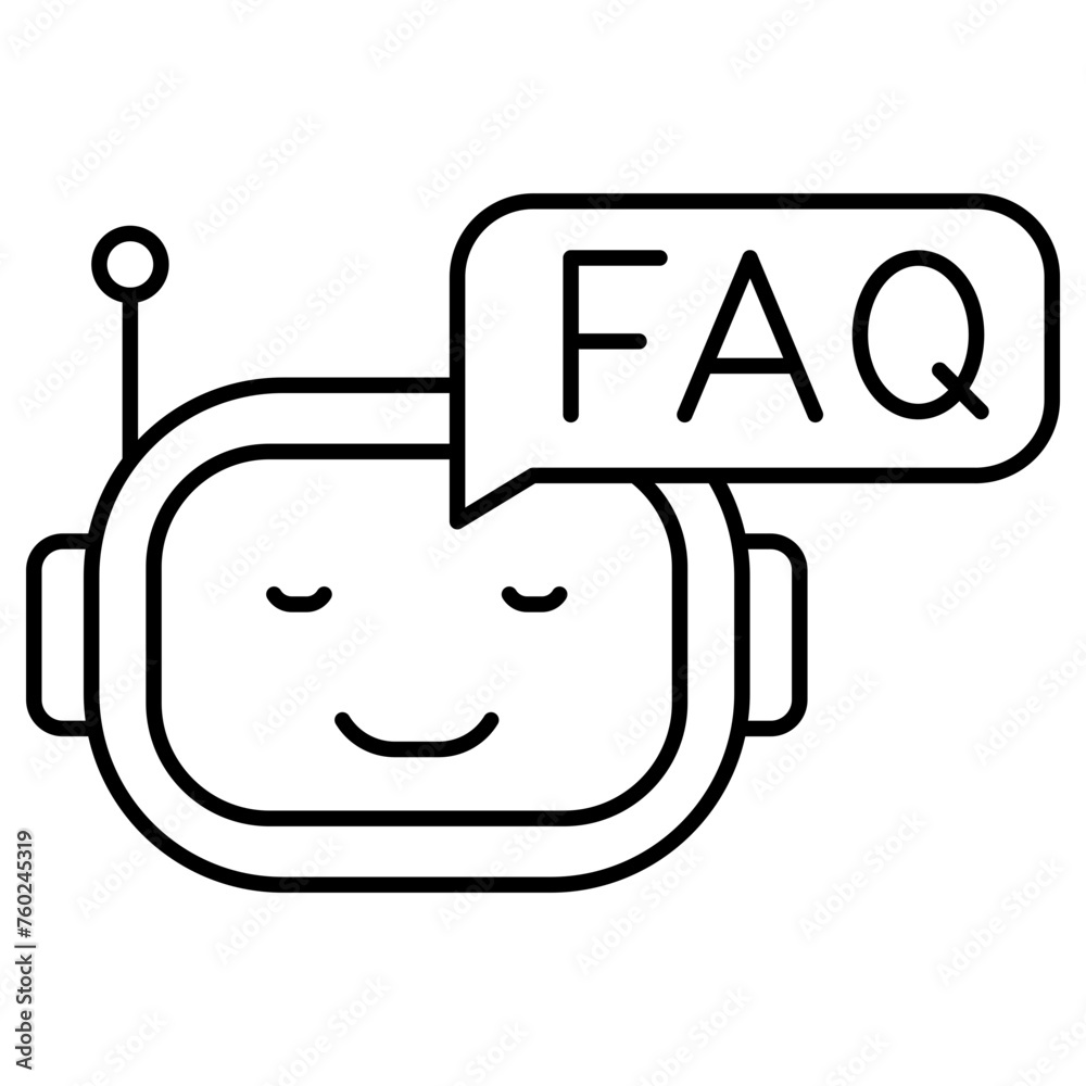 Black Outline Bot & FAQ Icons: Customer Support, Help, Ask from ChatGPT icon.