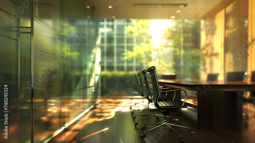 Blurred empty office space Natural light at office interior background for design