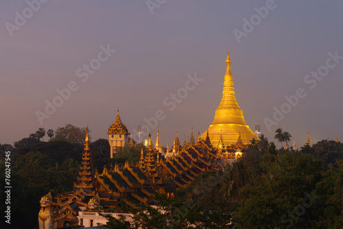 Shwedagon Pagoda, Burmese temples of Bagan City, unesco world heritage, Yangon, Myanmar or Burma. Tourist destination. © tampatra