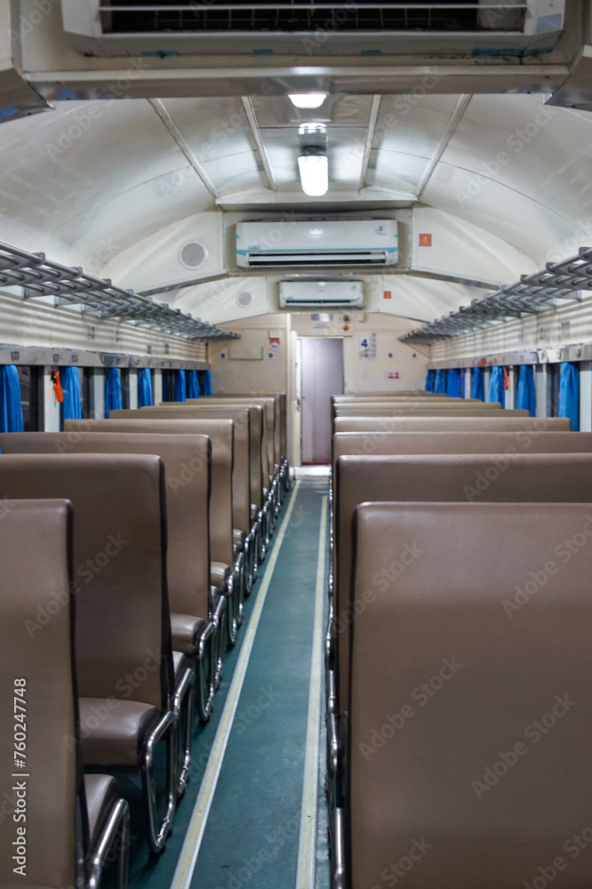 Fototapeta premium The atmosphere of an empty economy train carriage.