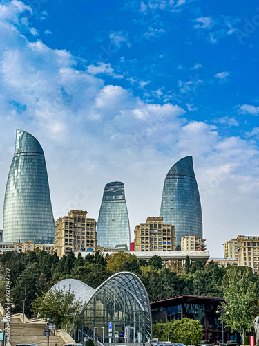 The Flame Tower in Baku, Azerbaijan, 