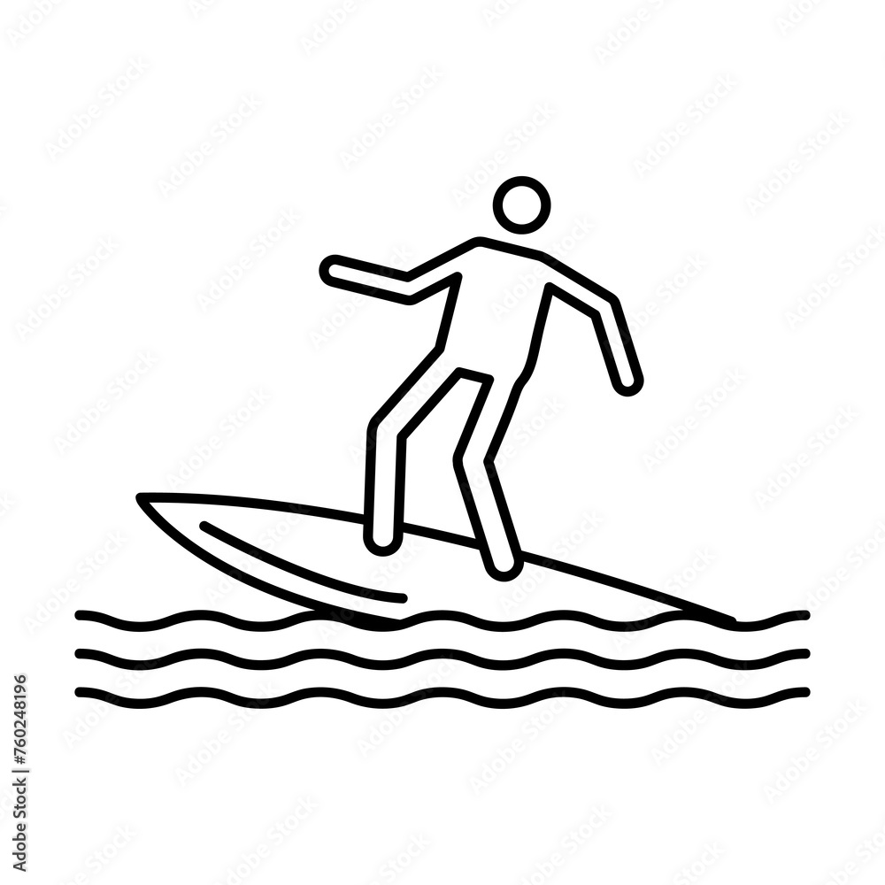 Surfboard on the wave.simple flat trendy style illustration on white background..eps