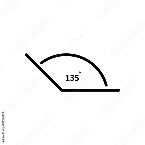 Angle of 135 degrees, vector flat simple illustration on white background..eps