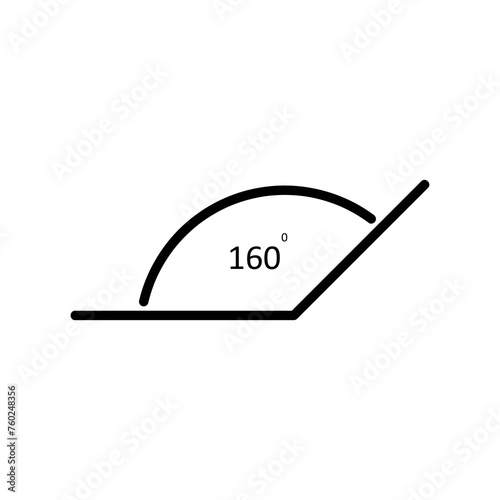 Angle of 160 degrees icon. simple flat vector illustration on white background..eps