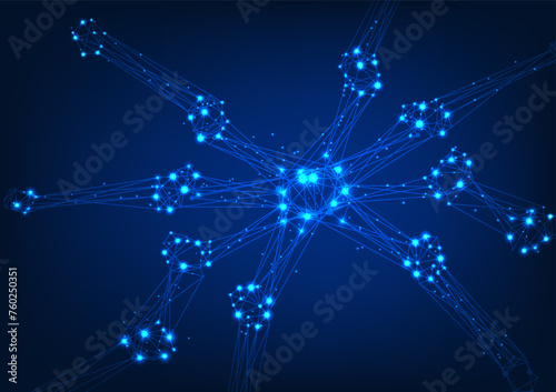 Blockchain technology Lines that connect and break into straight lines Represents the data storage technology system. that are linked together into a network through computer encryption