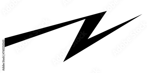 Black on white Abstract Horizontal zig zag line, lightning icon 