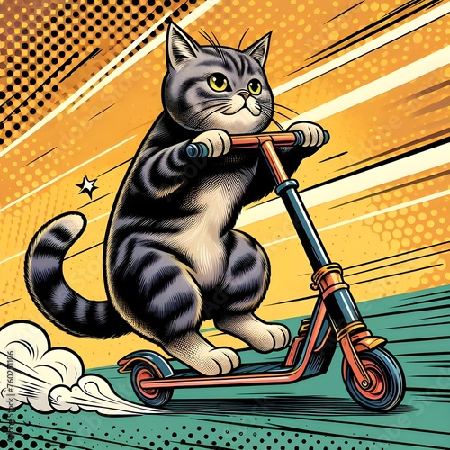 Cat on a razor scooter