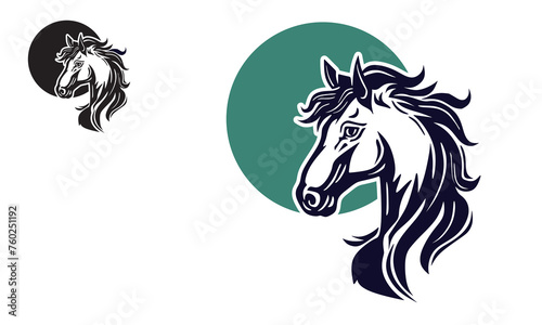 PONY HORSE HEAD LOGO, silhouette of great mare face vector illustrations