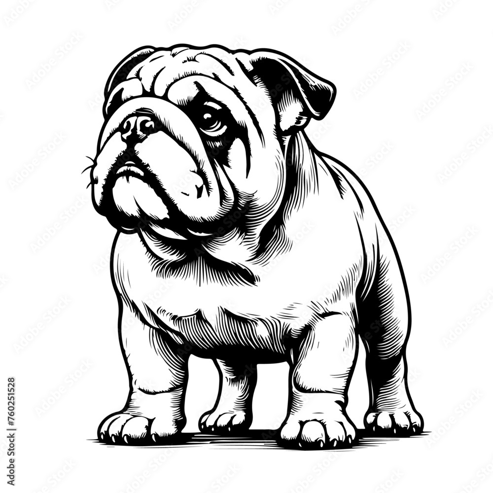 bulldog perancis dog pet in line art cartoon outline illustration, isolated on transparent background