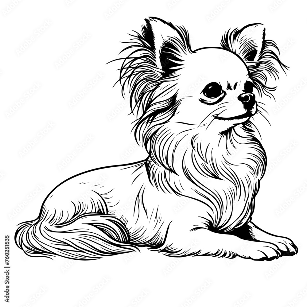 Chihuahua dog pet in line art cartoon outline illustration, isolated on transparent background Chihuahua dog pet in line art cartoon outline illustration, isolated on transparent background