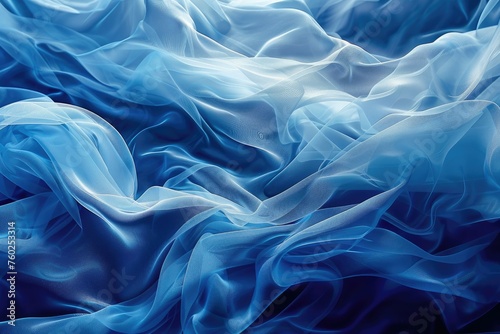 Abstract soft blue fabric waves - Gentle waves of soft blue fabric convey a sense of calm and fluidity, representing softness and grace