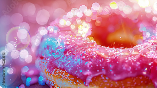 Vibrant dot depiction of a fresh doughnut digital close-up photo