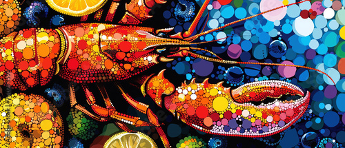 Vibrant dot representation of a seafood platter