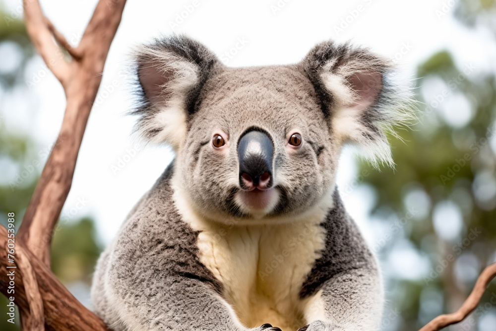 Naklejka premium a koala bear sitting on a tree branch