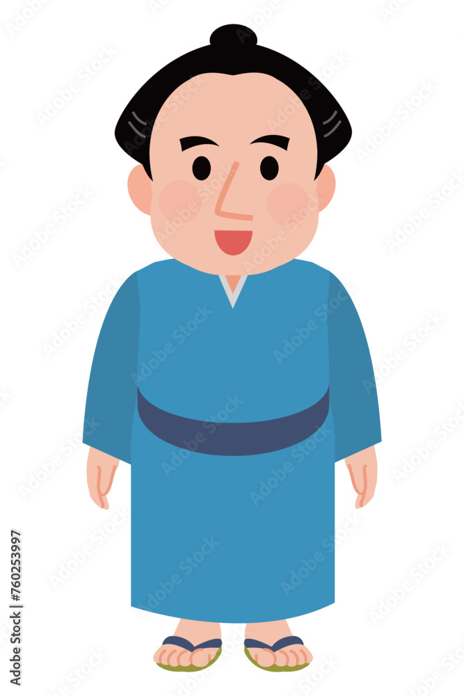 笑顔の着物のお相撲さん　イラスト