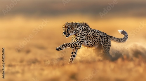 A graceful cheetah sprinting across the open plains with unmatched speed and agility
