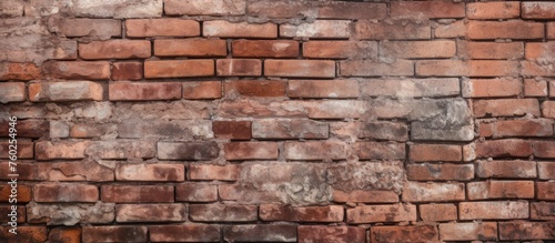 A detailed closeup of a brown brick wall showcasing the intricate brickwork and rectangular shapes. The composition resembles art with its mix of wood and stone walls