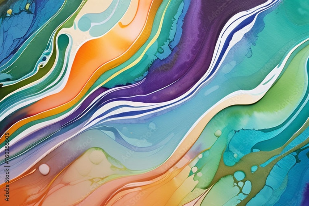 Closeup of abstract watercolor paint background texture with liquid fluid marbled paper texture banner texture. Generative AI (생성형 AI)