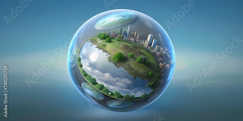 Abstract wallpaper about environmental protection, green planet with activities
