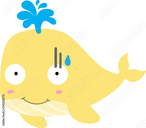 cute whale cartoon, sea animal