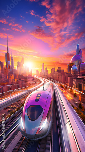 Captivating Cityscape at Sunset: An Ode to Urban Exploration and High-Speed Travel