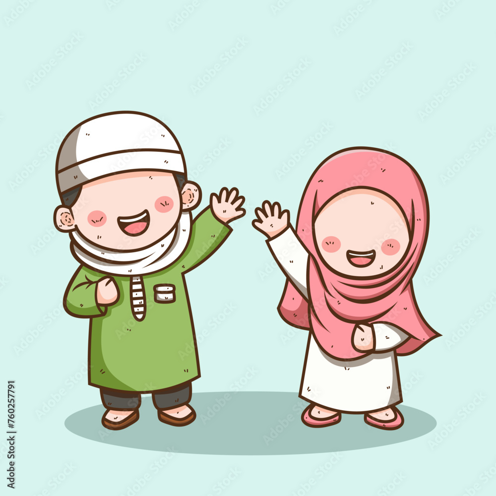 Cute Muslim kid cartoon character vector illustration Cute Muslim kid cartoon character vector illustration