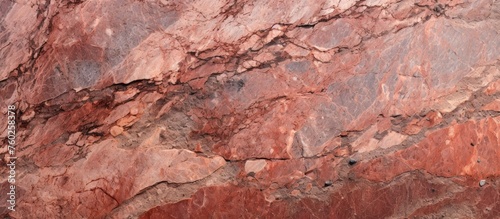 A detailed closeup capturing the intricate patterns and vibrant red hues of a marble texture, resembling a unique landscape art piece created by nature