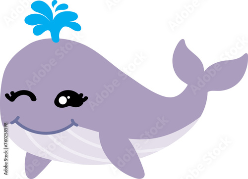 cute whale cartoon  sea animal