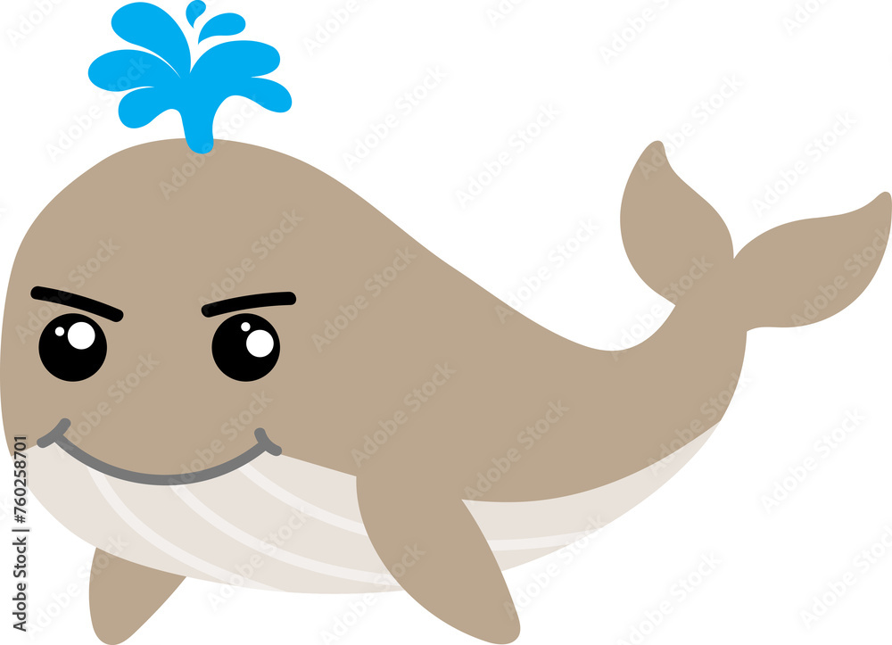 cute whale cartoon, sea animal