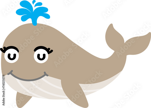 cute whale cartoon  sea animal