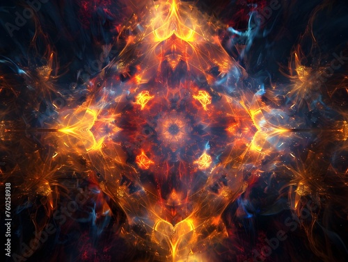 Ethereal Fractal Flames Radiating with Mystical Allure in 3D Digital Art
