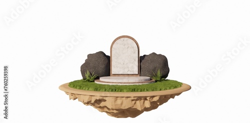 Garden themed floating podium with white background