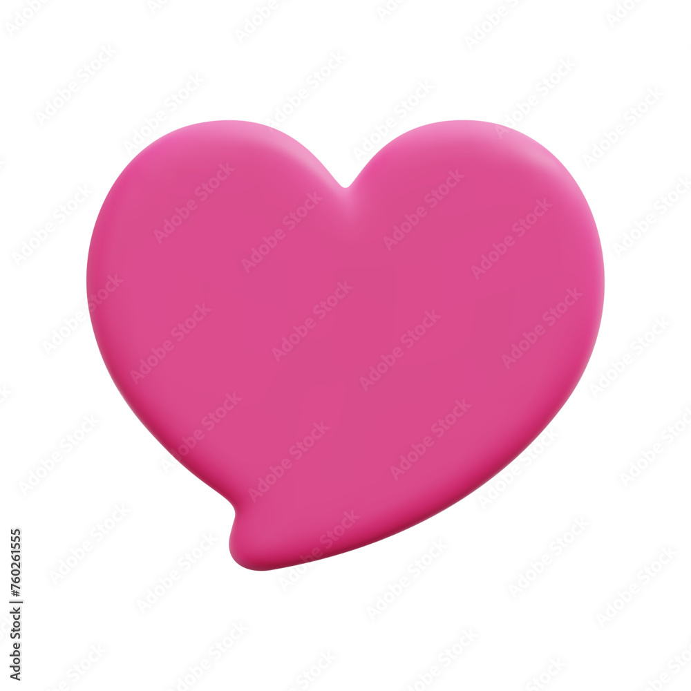 3d vector pink heart bubble icon. Isolated on white background. 3d social media communication concept. Cartoon minimal style. 3d pink conversation icon vector render illustration.