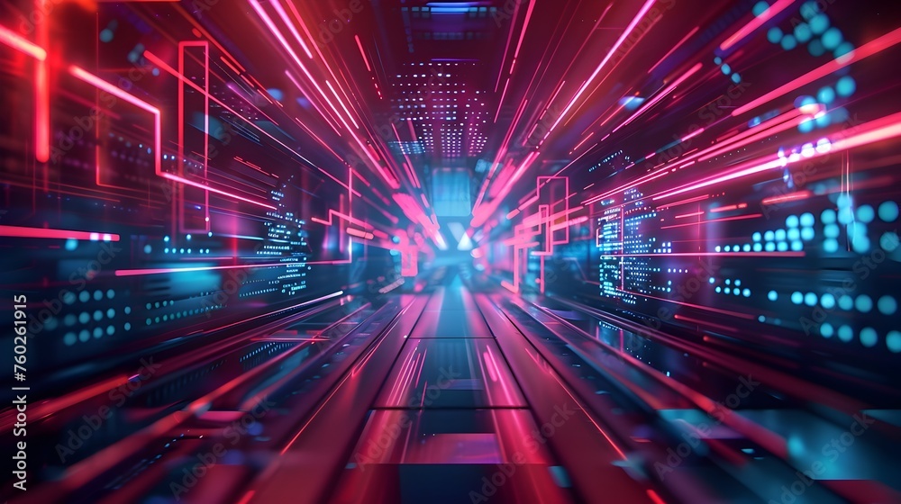 Futuristic Neon Digital Background for Cyberpunk Technology Concept Design