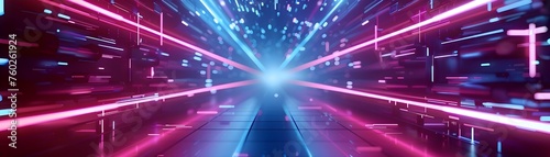 Futuristic Neon Light Tunnel: A Vibrant Path to Innovation